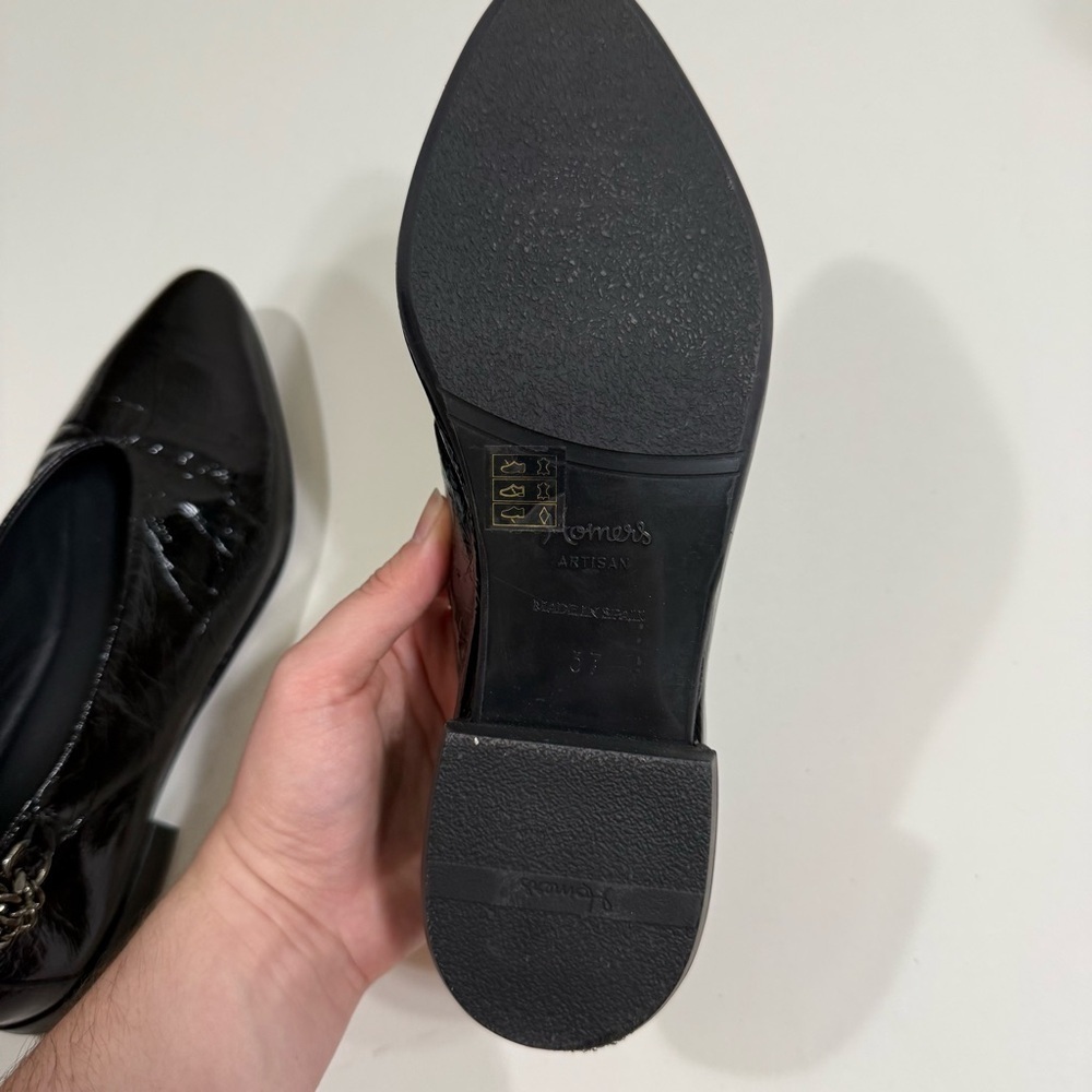 Homers Baby Flat with Chain Superluxe Black Patent Leather Shoes Size 7 - Picture 10 of 12